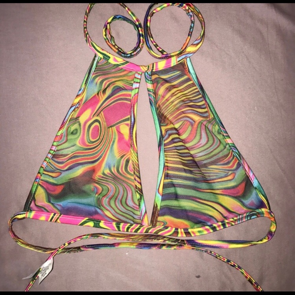 Iheartraves key hole acid print halter